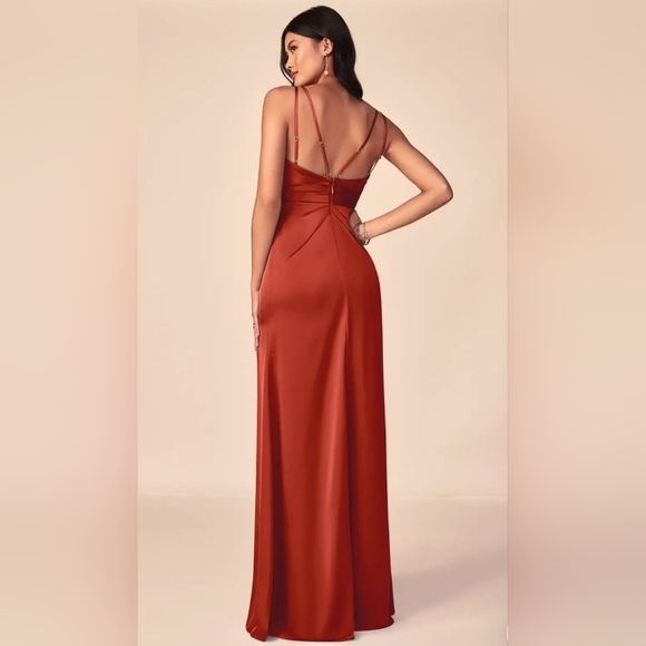 Azazie Rust Orange Formal Maxi Dress Size 12 - Picture 2 of 8